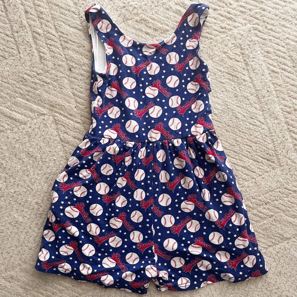 SweetHoney Blue and Red Baseball Romper